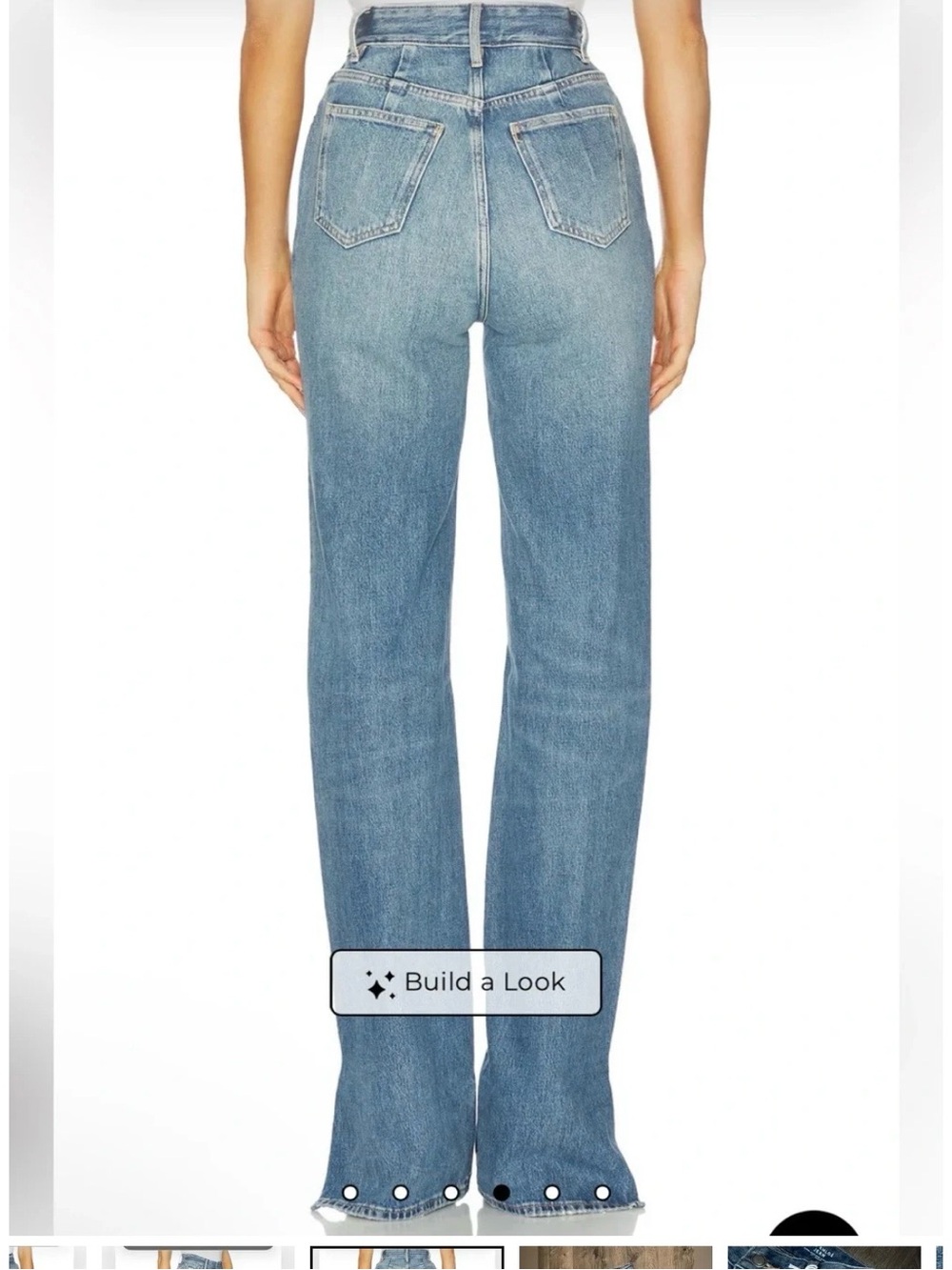 Good American Khloe Jean LONG Light Blue Distressed Straight Leg Jeans - Picture 4 of 5